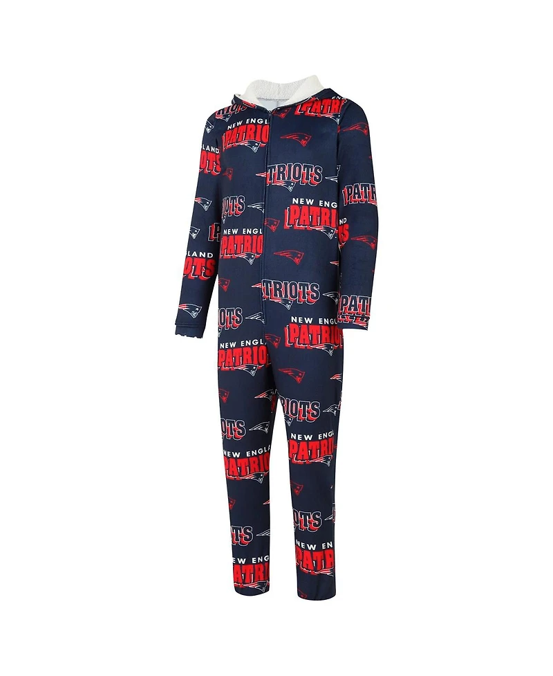 Concepts Sport Men's Navy New England Patriots Roadway All Over Microfleece Full-Zip Union Suit