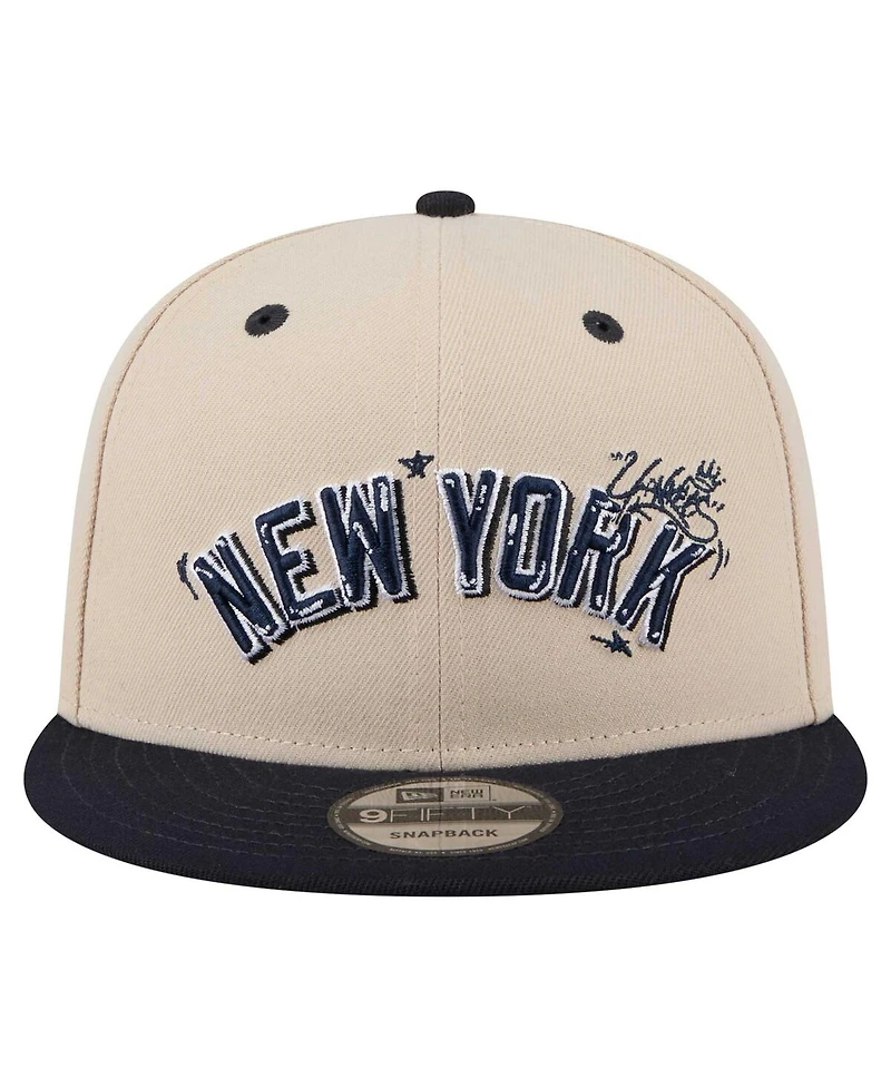 New Era Men's Cream/Black New York Yankees Team Art 9FIFTY Snapback Hat