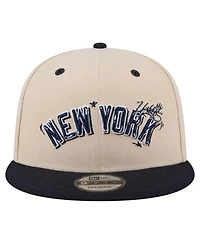 New Era Men's Cream/Black New York Yankees Team Art 9FIFTY Snapback Hat