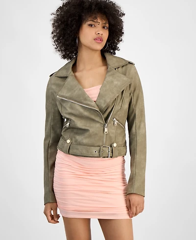 Guess Women's Concetta Faux-Leather Moto Jacket