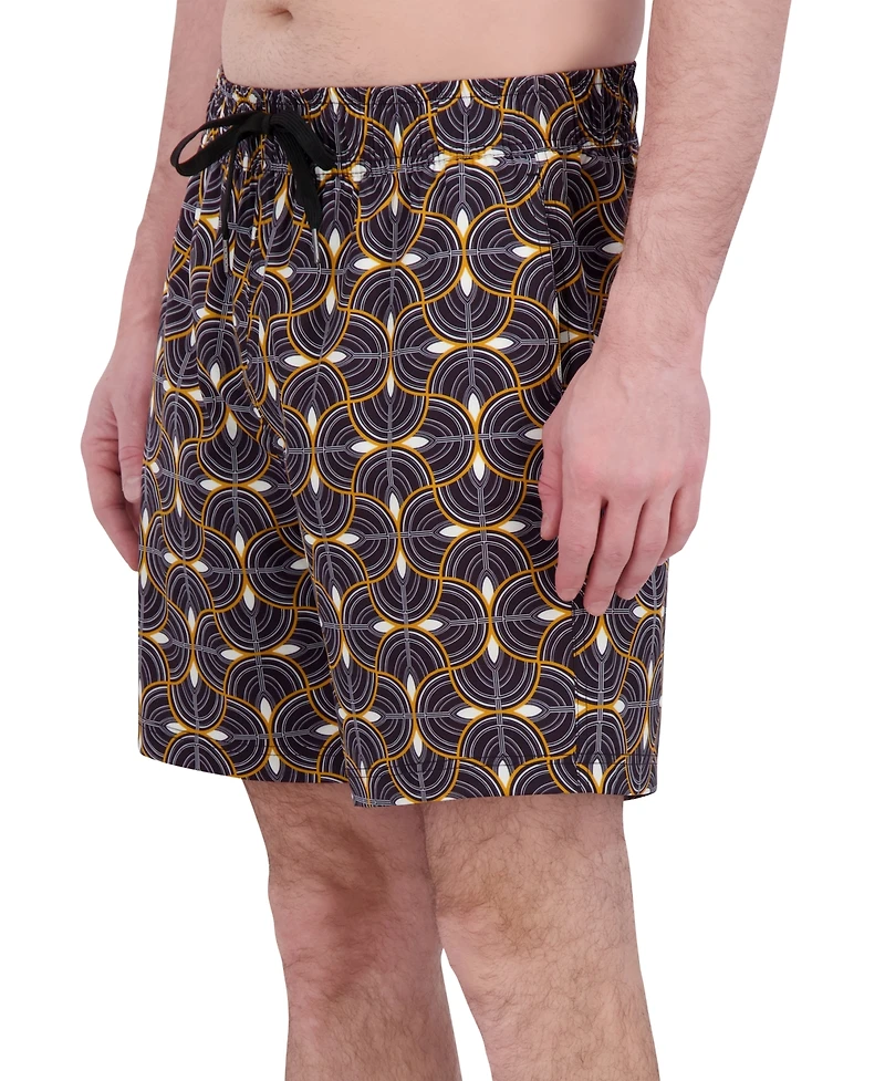 Robert Graham Men's Drew Floral Print Drawstring 7" Swim Trunks