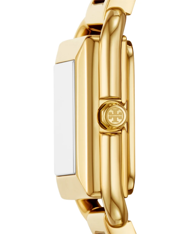 Tory Burch Women's The Kira Square Gold-Tone Stainless Steel Bracelet Watch 18mm