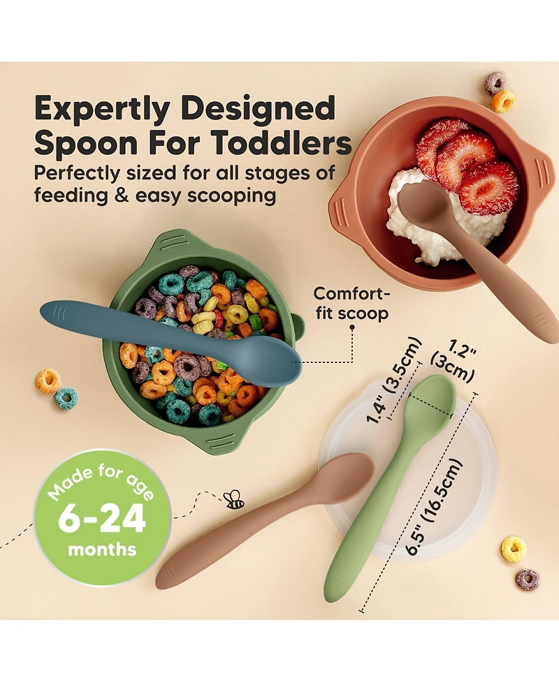 KeaBabies -Pack Prep Baby Spoons, Silicone Utensils for Self Feeding 6-24 Months, All Stages Set
