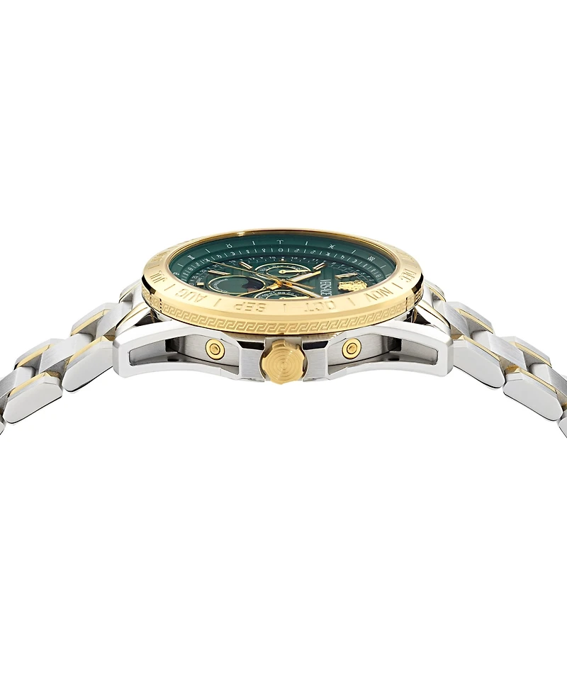 Versace Men's Swiss V-Galaxy Moonphase Two-Tone Stainless Steel Bracelet Watch 43mm