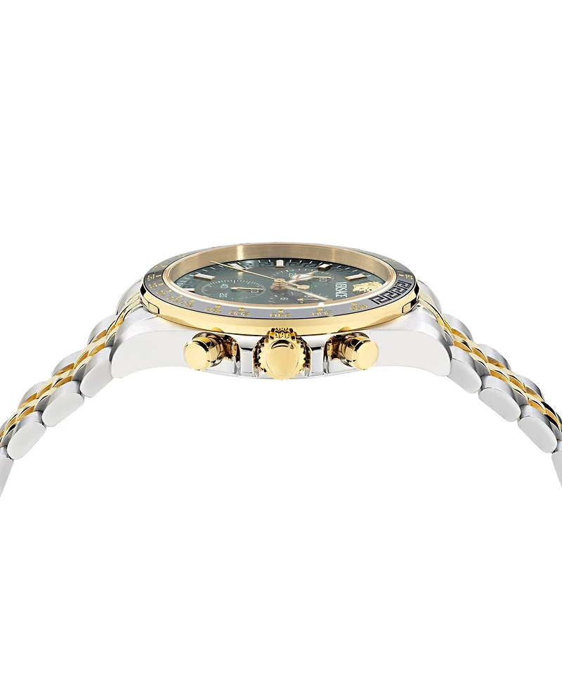 Versace Men's Swiss Chronograph Greca Chrono Wave Two-Tone Stainless Steel Bracelet Watch 43mm