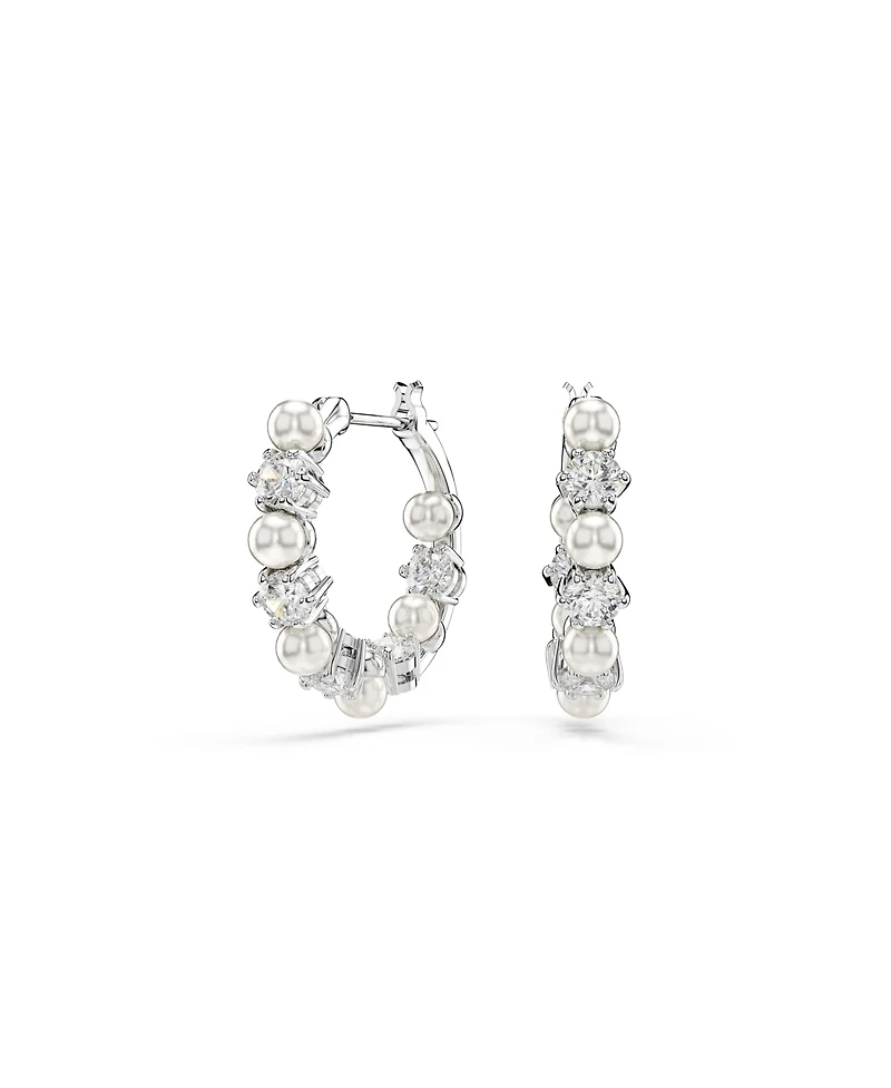 Swarovski Matrix Rhodium Plated Round Cut Hoop Earrings