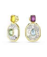 Swarovski Chroma Gold-Tone Plated Octagon Cut Drop Earrings