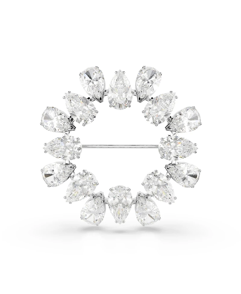 Swarovski Matrix Rhodium Plated Pear Cut White Brooch