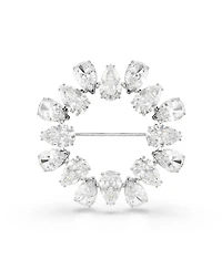 Swarovski Matrix Rhodium Plated Pear Cut White Brooch