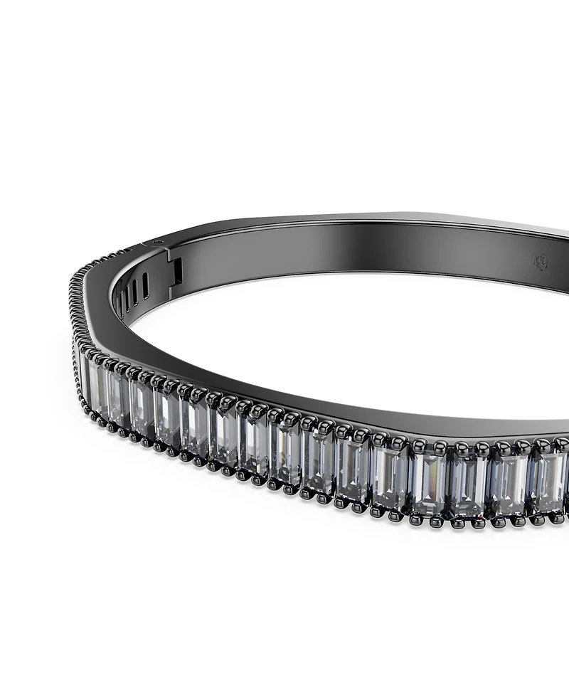 Swarovski Matrix Baguette Cut Blue Ruthenium Plated Bangle Bracelet