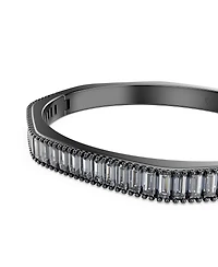 Swarovski Matrix Baguette Cut Blue Ruthenium Plated Bangle Bracelet