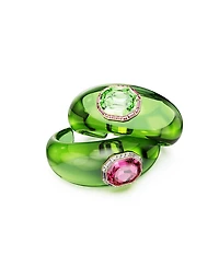 Swarovski Dulcis Octagon Cut Pave Gold-Tone Plated Cuff Bracelet Set