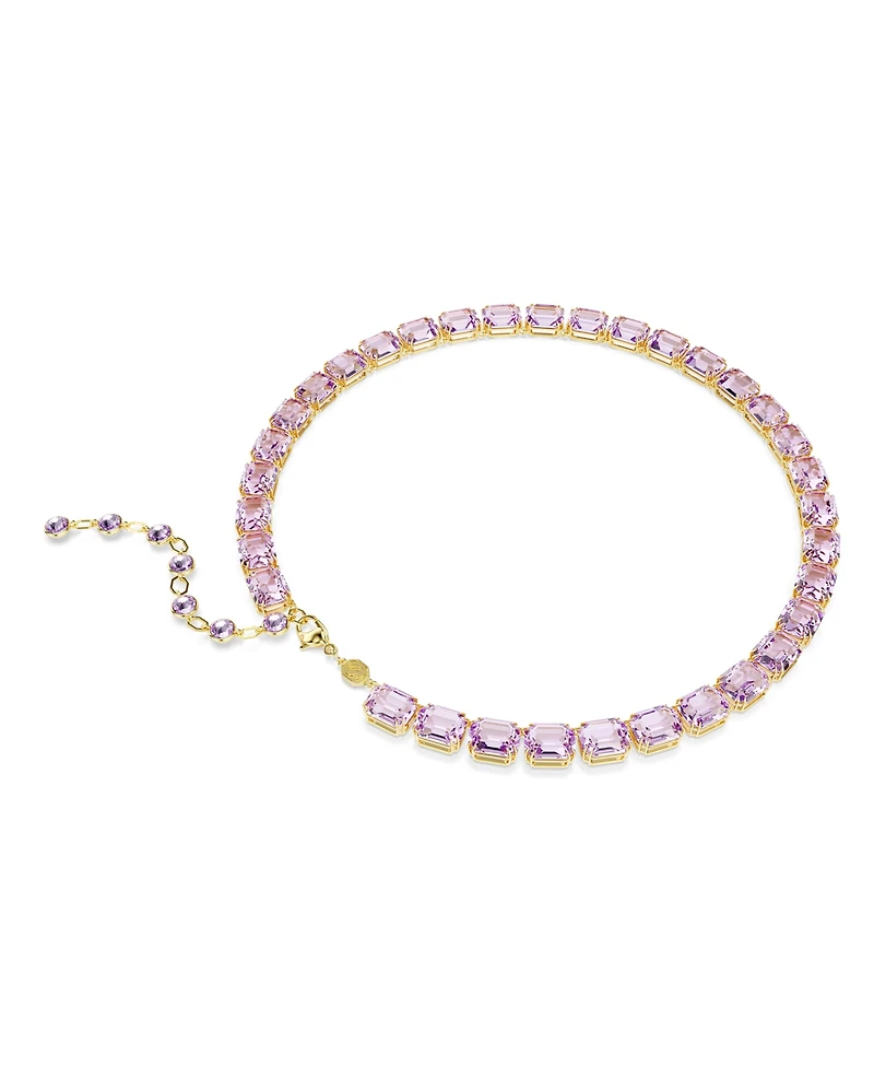 Swarovski Millenia Octagon Cut Purple Gold-Tone Plated Tennis Necklace