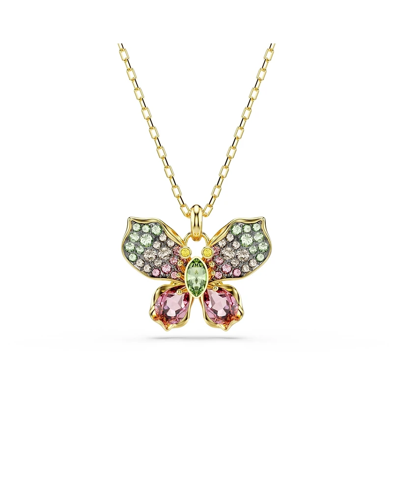 Swarovski Idyllia Mixed Cuts Pave Butterfly Multicolored Mixed Metal Finish Pendant Necklace