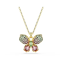 Swarovski Idyllia Mixed Cuts Pave Butterfly Multicolored Mixed Metal Finish Pendant Necklace