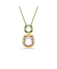 Swarovski Chroma Cushion Cut Multicolored Gold-Tone Plated Pendant Necklace