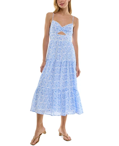 Trixxi Juniors' Floral-Print Keyhole Midi Dress