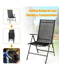 4PCS Patio Folding Dining Chair Recliner Adjustable