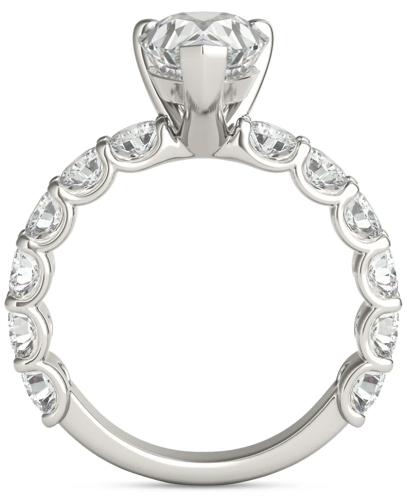 Charles & Colvard Moissanite Solitaire & Trellis-Set Side Stone Ring (3-1/2 ct. t.w.) in 14k White Gold