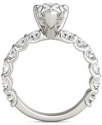 Charles & Colvard Moissanite Solitaire & Trellis-Set Side Stone Ring (3-1/2 ct. t.w.) in 14k White Gold