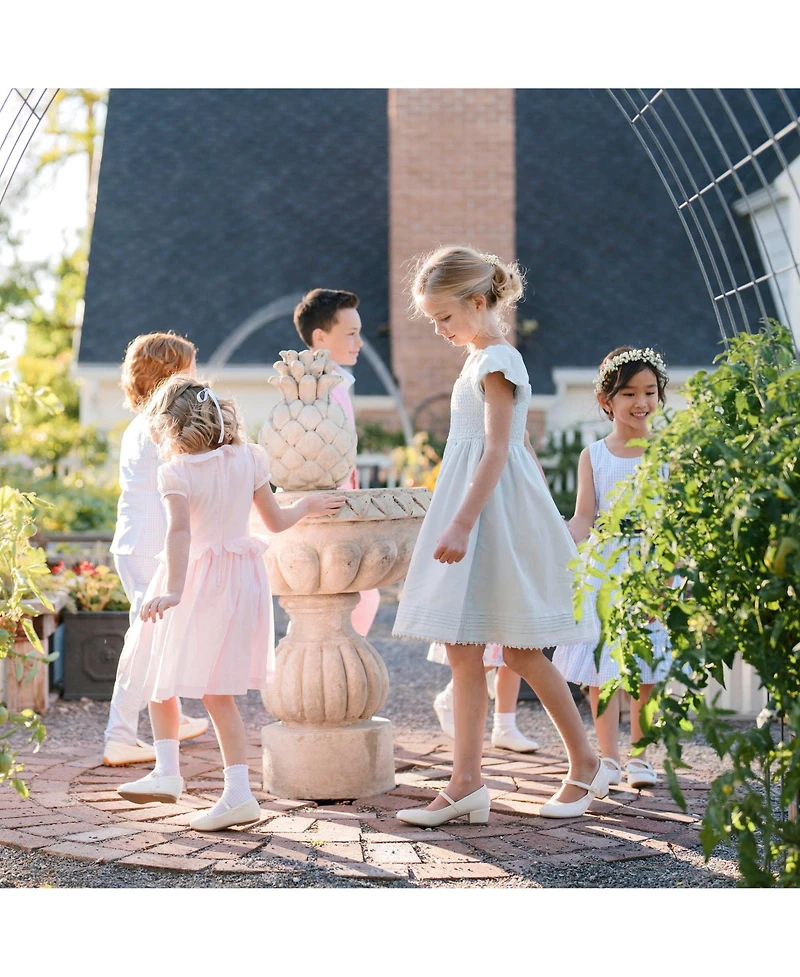 Hope & Henry Toddler Girls Sateen Cap Sleeve Special Occasion Smocked Flower Dress