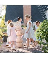 Hope & Henry Toddler Girls Sateen Cap Sleeve Special Occasion Smocked Flower Dress