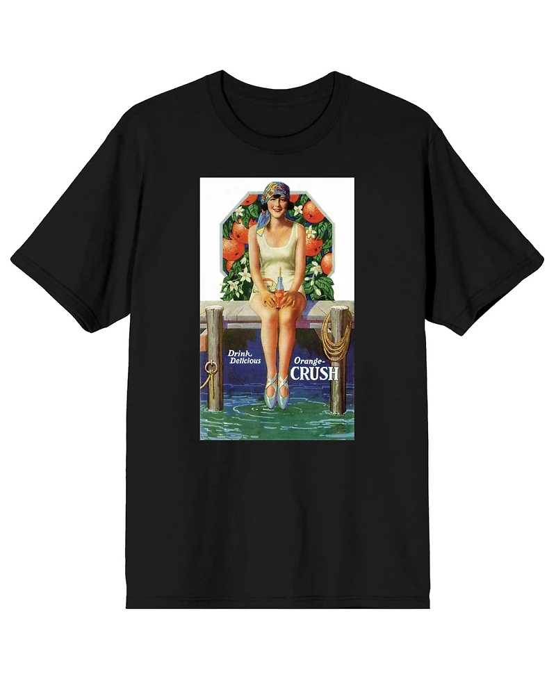 Orange Crush Men's Woman On Bench Drink Delicious Black T-shirt-3XL
