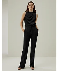 Lilysilk Women's Silk Straight Leg Trousers with Side Slit