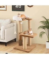 44" Cat Tree for Indoor with Plush Padded Perch Scratching Posts Jumping Platform