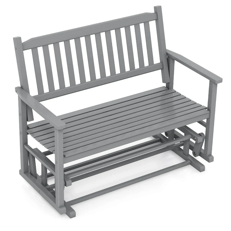 Patio Glider Loveseat Chair Swing Rocking Bench with Slatted Seat & Curved Backrest