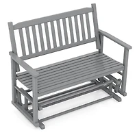 Patio Glider Loveseat Chair Swing Rocking Bench with Slatted Seat & Curved Backrest
