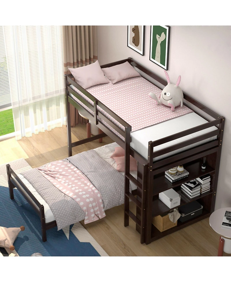 Space-Saving Loft Bunk Bed with Storage Bookcase, Ideal for Kids and Teen Bedrooms