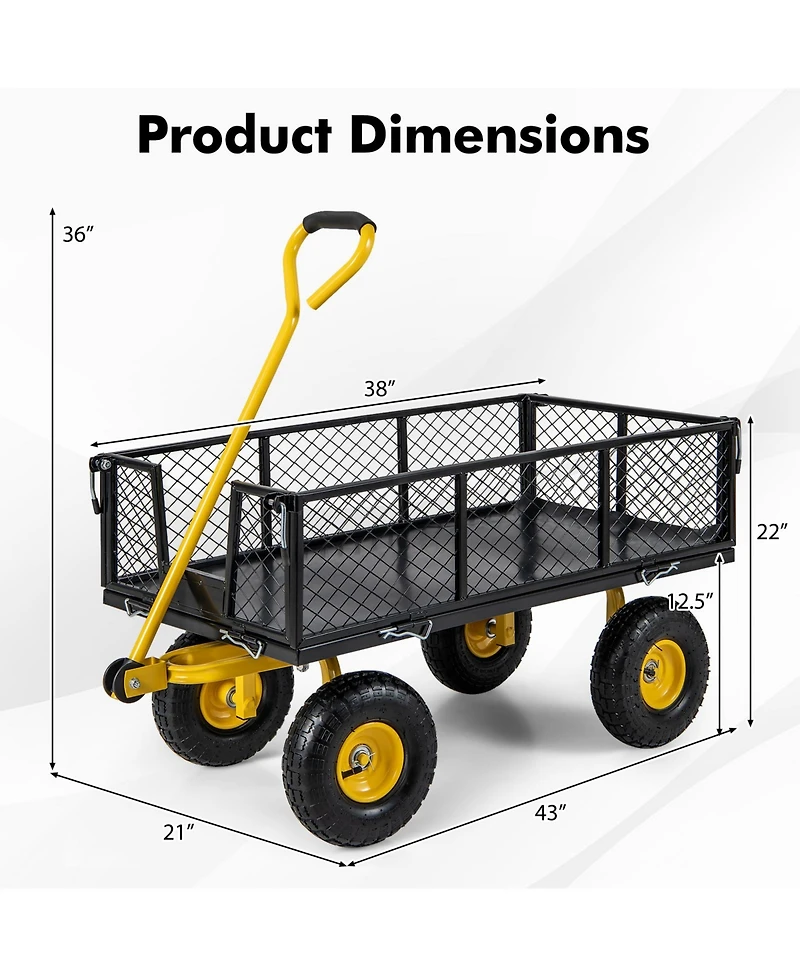 Utility Garden Wagon with 4 Removable Side Panels for Versatile and Easy Outdoor Transport