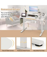 48"x 24" Electric Standing Desk with 2 Drawers Monitor Stand Storage Shelf