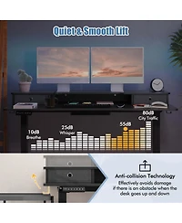 55"x 24" Electric Standing Desk with 2 Drawers Monitor Stand Storage Shelf