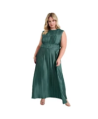 June + Vie Women's Boatneck Cap-Sleeve Maxi Dress.