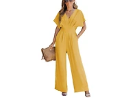 Cupshe Women's V-Neck Short Sleeve Straight Leg Jumpsuit