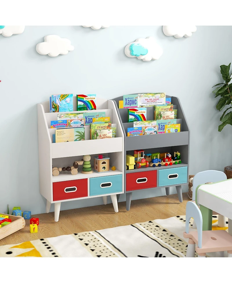 Kids Bookshelf with Open Compartment for Toddlers Easy Access to Books and Toys