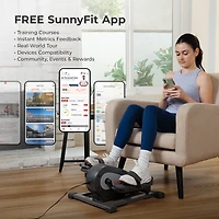 Sunny Health & Fitness Smart Motorized Mini Elliptical Trainer, Indoor Under-Desk Pedal Exerciser with Free SunnyFit App via Bluetooth