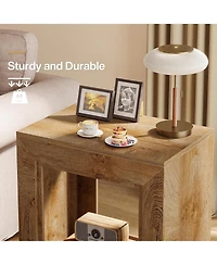 Tribesigns 24" Farmhouse End Table, 2 Tiered Side Table with Shelf Storage