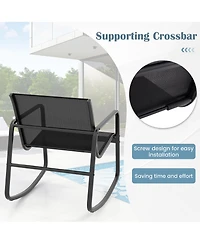 Gymax 8 Pcs Rocking Bistro Set Patio Furniture Set w/ Loveseat Rocking Chairs & Coffee Table