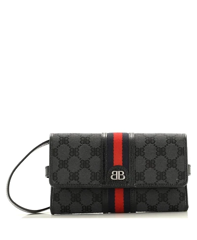 Pre-Owned Balenciaga x Gucci The Hacker Wallet on Strap Bb Coated Canvas