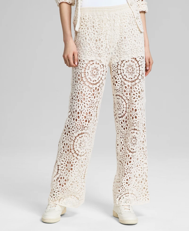 And Now This Women's Cotton Crochet Pull-On Pants, Exclusively at Macy's