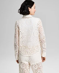 And Now This Women's Cotton Crocheted Lace Blouse