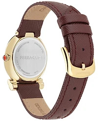 Ferragamo Women's Swiss Gancini Twisted Burgundy Leather Strap Watch 28mm