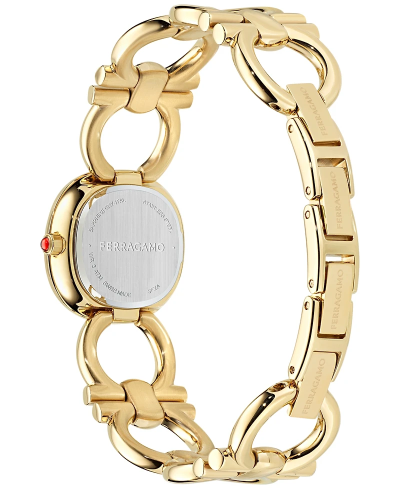 Ferragamo Women's Swiss Double Gancini Gold Ion Plated Link Bracelet Watch 25mm