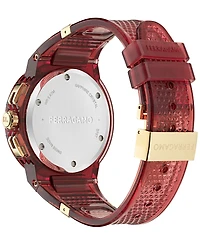 Ferragamo Men's Swiss Chronograph F-80 Translucent Burgundy Polyurethane Strap Watch 44mm