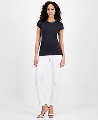 Boss Orange Women's Ribbed Open-Back Short-Sleeve Jersey Top