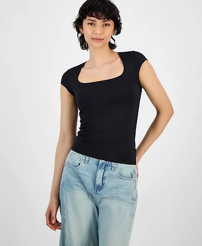 And Now This Petite Square-Neck Cap-Sleeve Top, Exclusively at Macy's