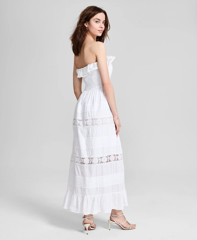 And Now This Women's Cotton Lace-Detail Fit & Flare Maxi Dress, Exclusively at Macy's